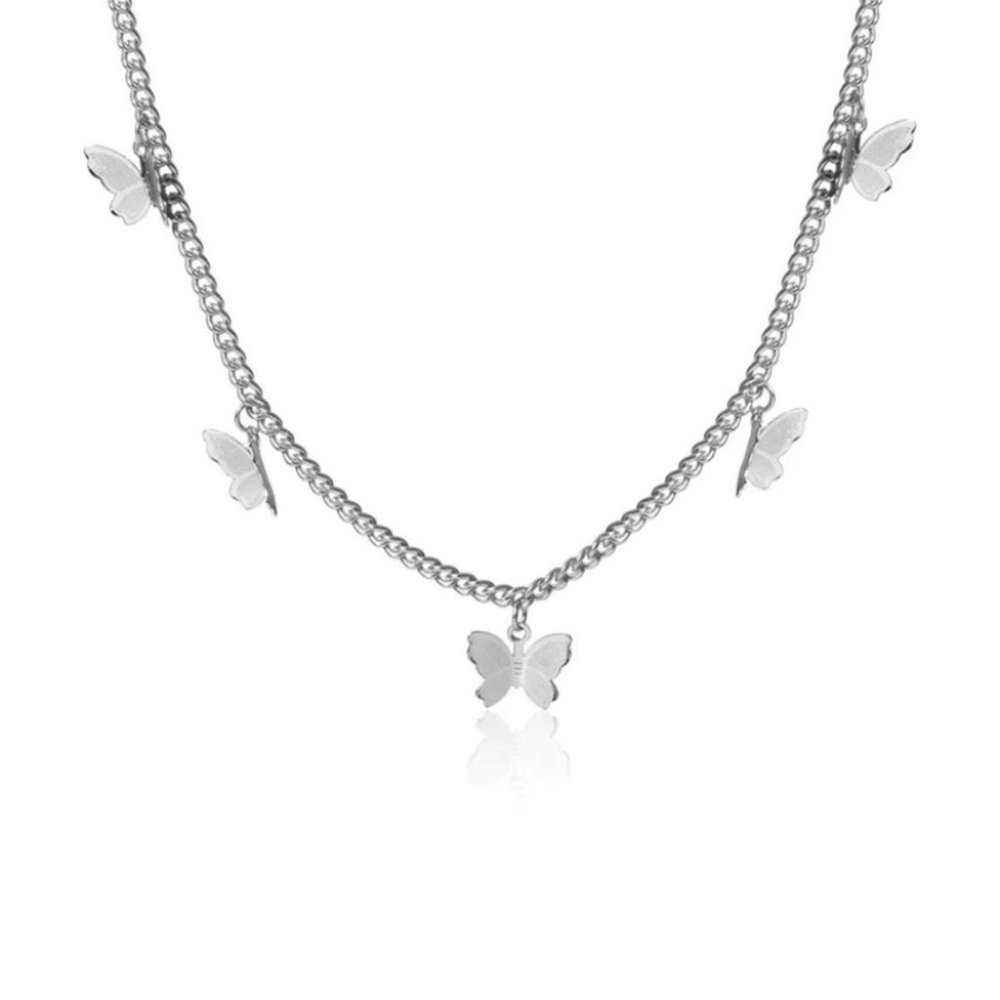 Metal alloy butterfly Pendant Silver Necklace - Picture 3 of 3